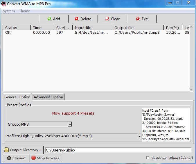 Convert WMA to MP3 Pro screenshot