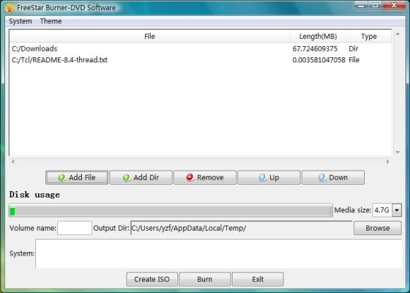 FreeStar Burner-DVD Software screenshot
