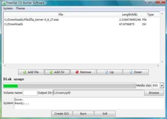 Click to view FreeStar CD Burner Software 2.0.1 screenshot