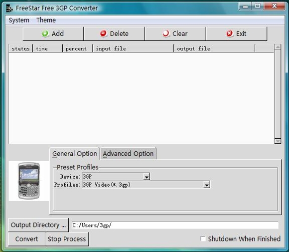 FreeStar Free 3GP Converter Freeware screenshot