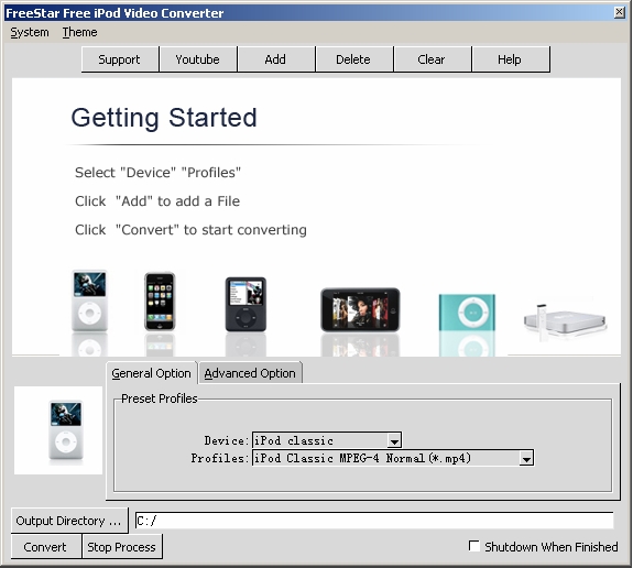 Click to view FreeStar Free iPod Video Converter 3.0.13 screenshot