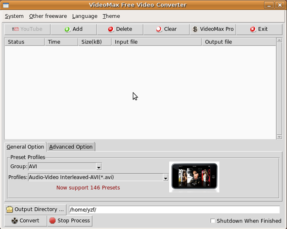 free video converter screenshot on ubuntu
